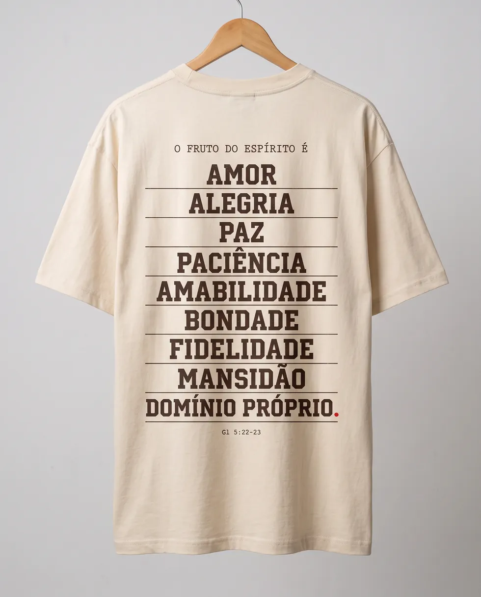 O fruto do Espírito, costas, As nove em lista · oversized e normal