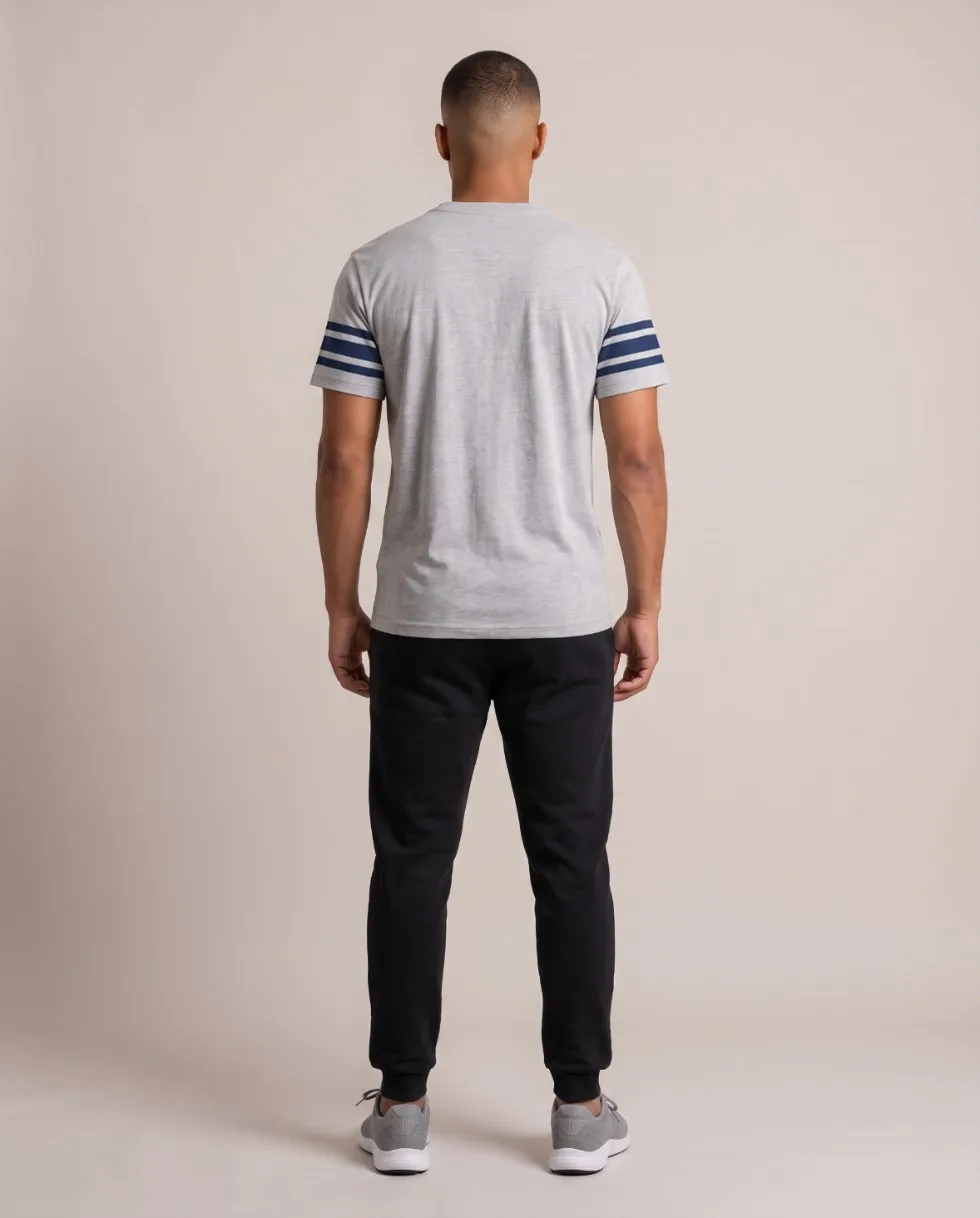 Camiseta Liga normal, Cinza mescla, YESHUA marinho