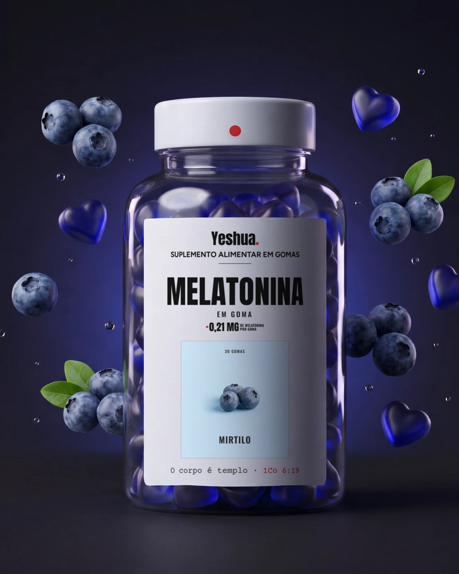 Melatonina em goma, sabor Mirtilo